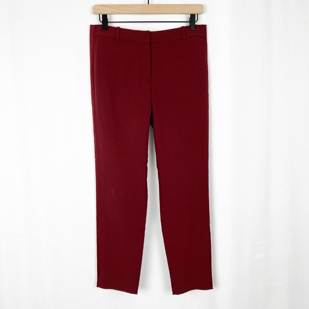 Aritzia Wilfred 100% Silk Trim Trousers Slim Straight Tuxedo Stripe Pants Preppy